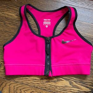 Nike hot pink zip up sports bra